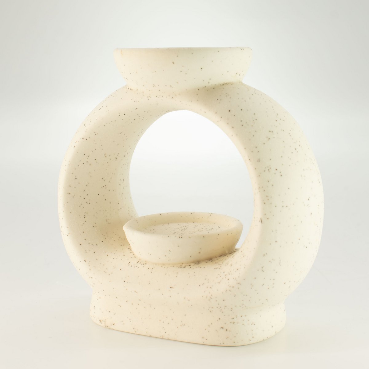 3x bruciatori a olio Zen in ceramica - Ciottolo ovale grande - Bianco maculato