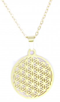 Kædevedhæng flower of life lille rustfrit stål guld