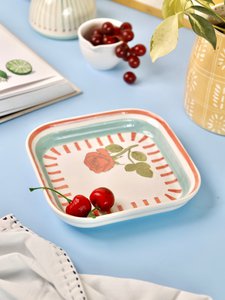 Tea Garden Handbemalter quadratischer Snackteller aus Keramik, 15,5 cm