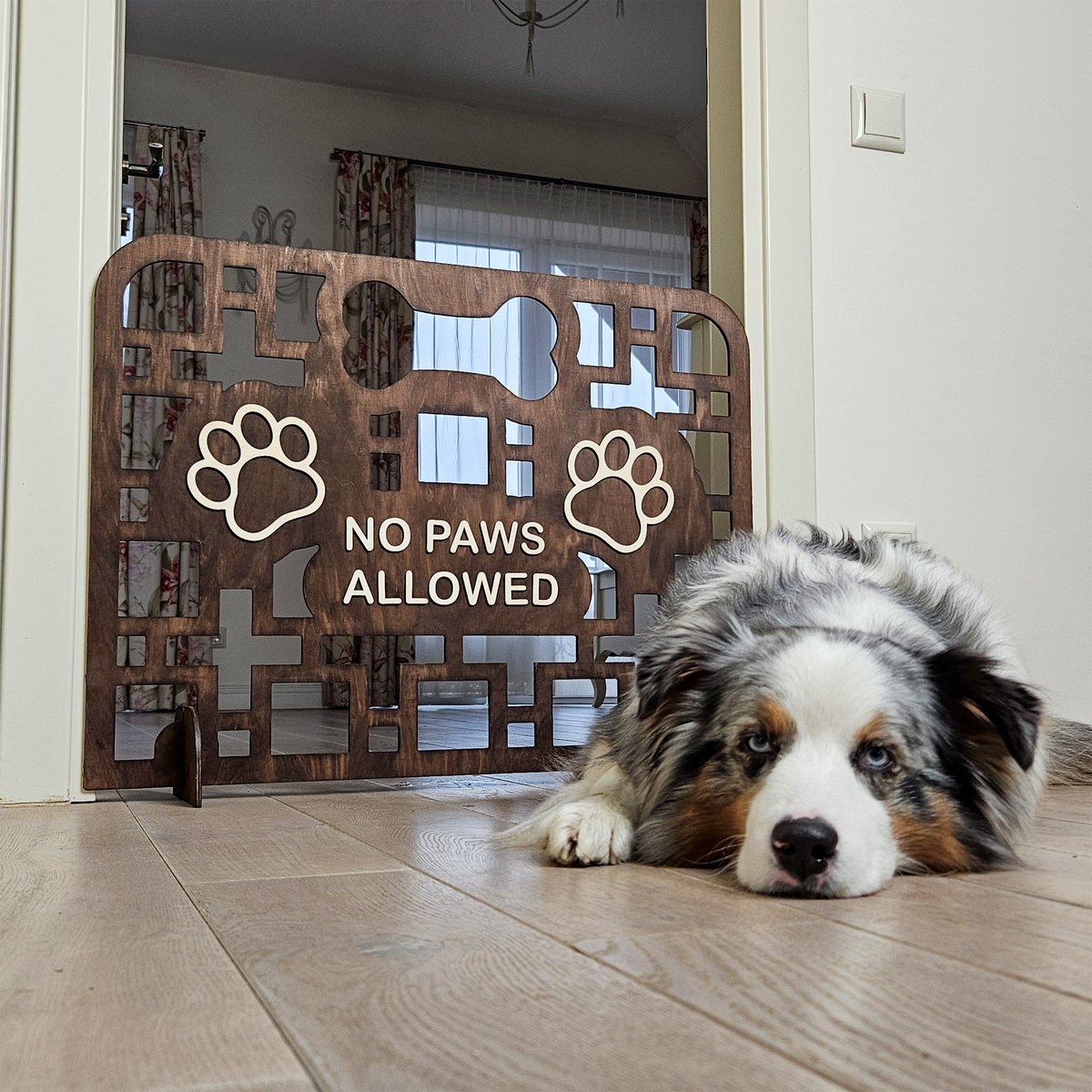 Puerta para perros de madera fácil de seguir, barrera independiente para puertas, escaleras y pasillos