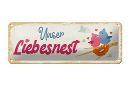 Blechschild Hinweis 27x10 cm Unser Liebesnest Deko Schild