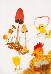 Pocztówka Happy Chickens A6