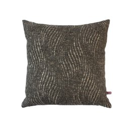 Ash gray square cushion with textured pattern, 45x45 cm in size.