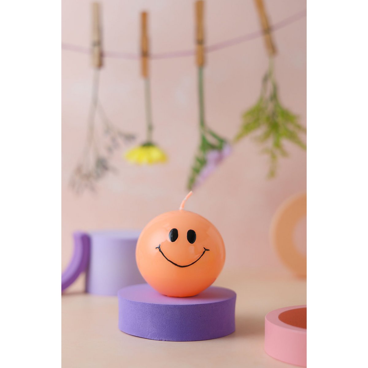 Smiley Candle – 7.5 cm - Hot Orange