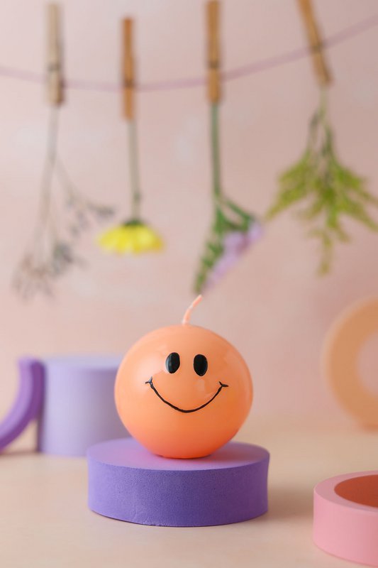 Smiley Candle – 7.5 cm - Hot Orange