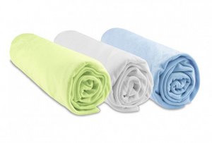 Set of 3 Viscose Bamboo Fitted Sheets for Bassinet 32x72 cm - Anise-White-Sky