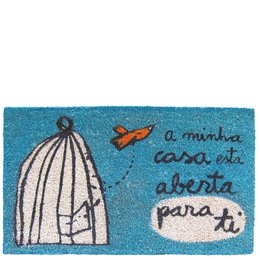 Dørmåtte "a minha casa aberta" blå