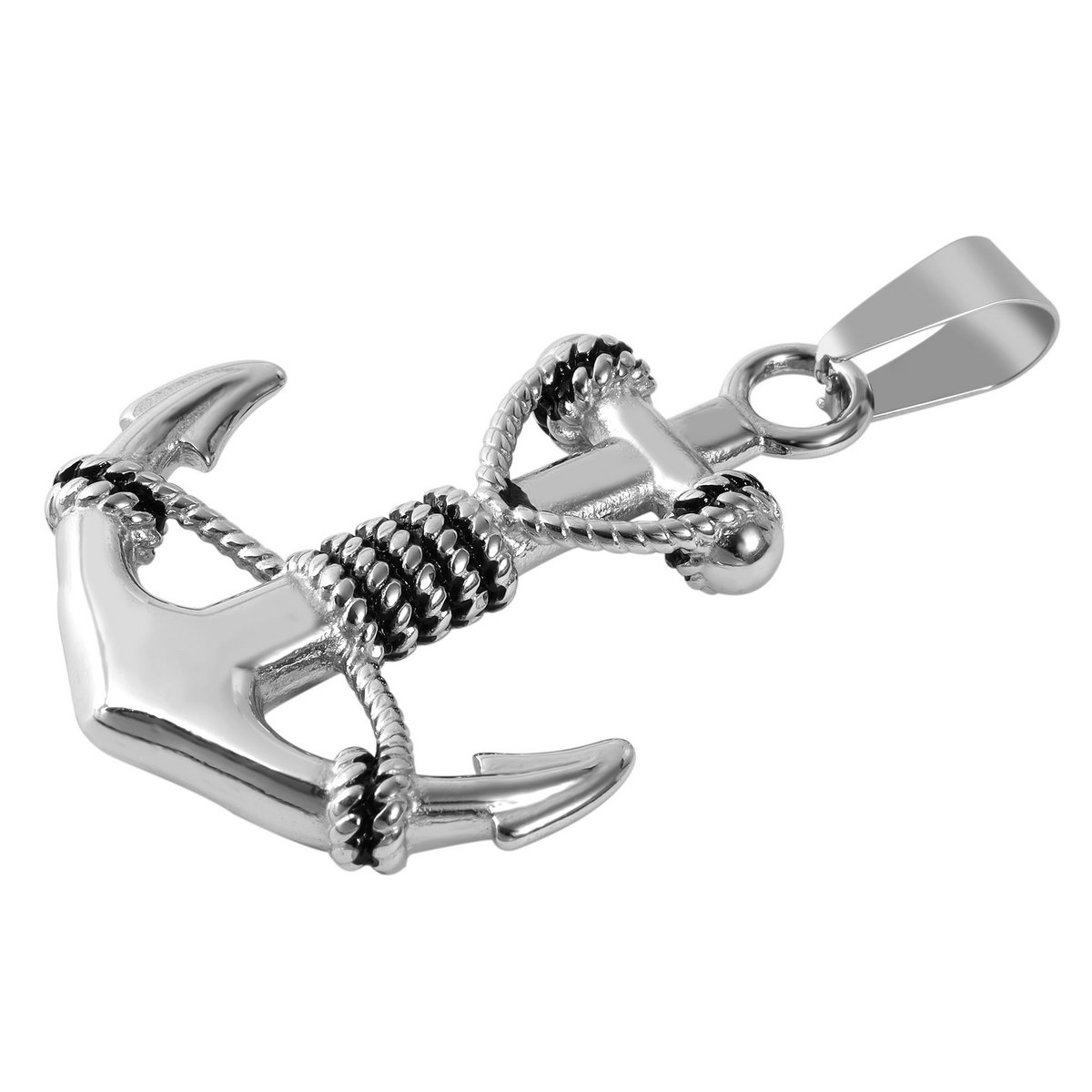 "Kani" accent anchor pendant made of stainless steel, silver/blackened