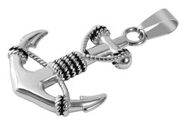"Kani" accent anchor pendant made of stainless steel, silver/blackened