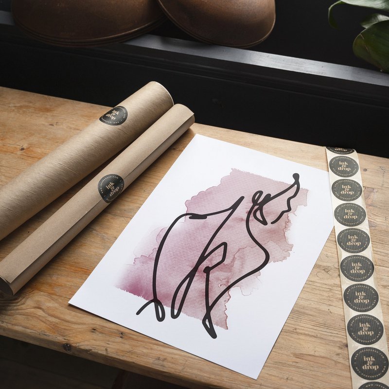 Blick Aquarell Strichgrafiken Druck