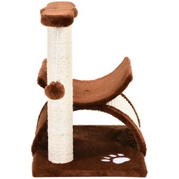 Scratching post 43 cm small cat tree with tunnel, U-shaped lying surface, cat scratching post with scratching board, play ball, cat furniture for small cats, brown