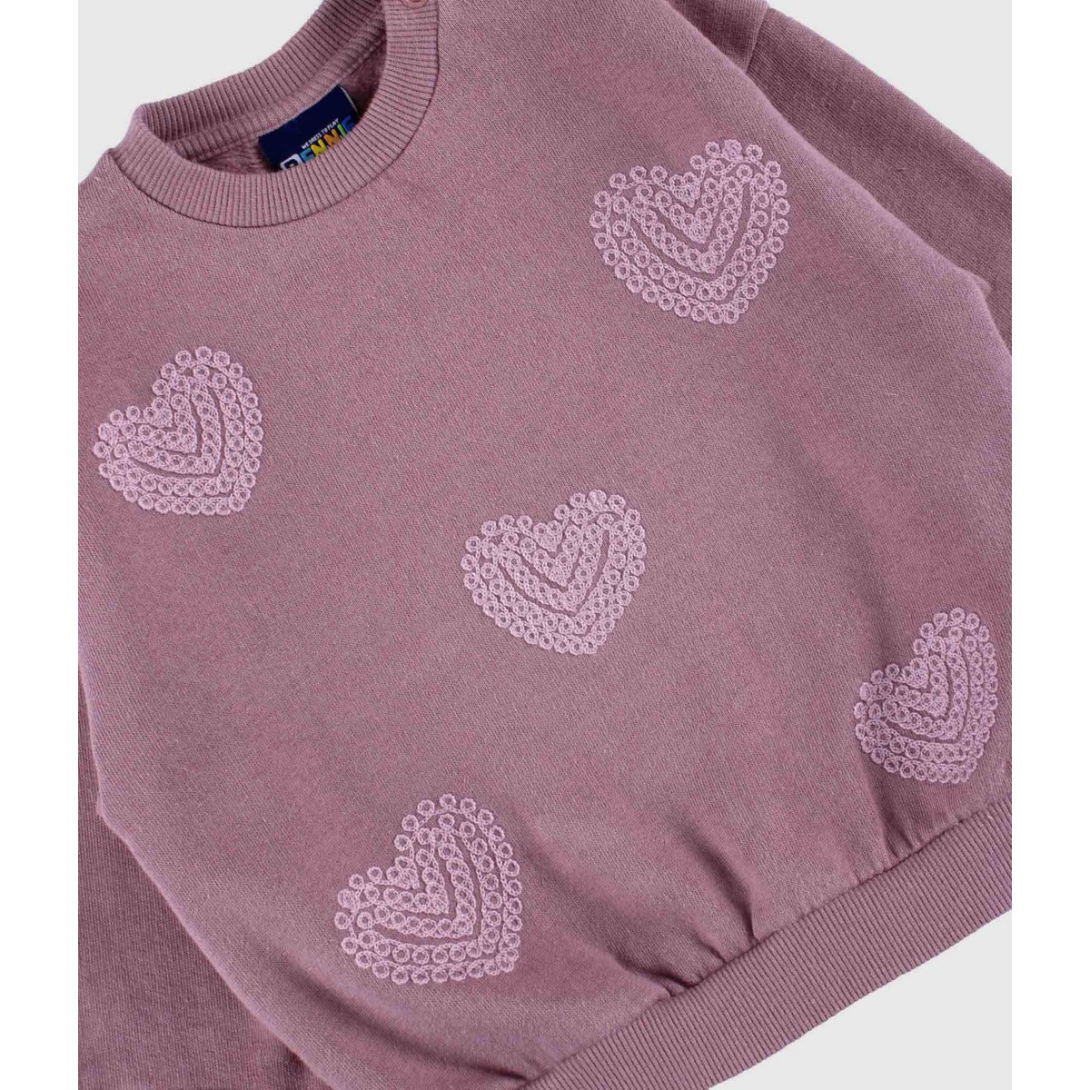 Embroidered Hearts Mauve Sweatshirt