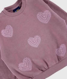 Embroidered Hearts Mauve Sweatshirt