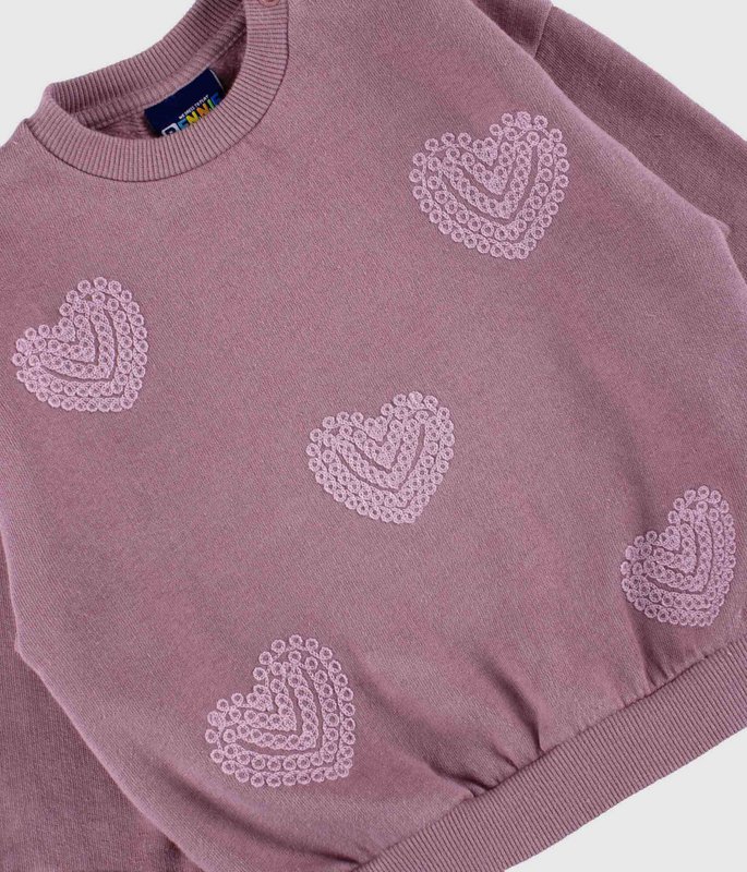 Embroidered Hearts Mauve Sweatshirt