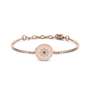 CO88 Collection Majestic 8CB-90458 Stalen Armband met bloem - 16,5 + 3,5 cm - Roségoudkleurig / Roze