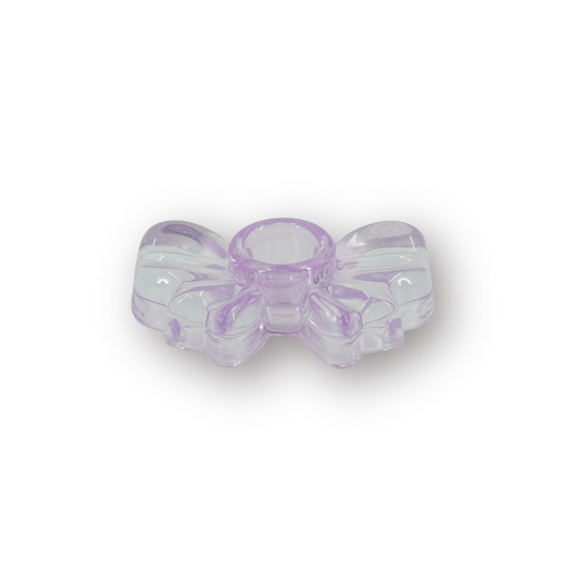 Candle Holder Bow - Glass - Lilac - 9,5x6,5x2,5cm