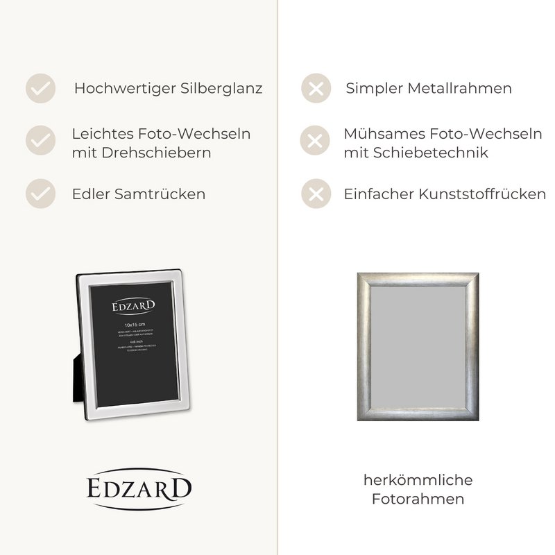 EDZARD set of 2 photo frames Salerno for photo 13 x 18 cm, noble silver-plated, tarnish-resistant