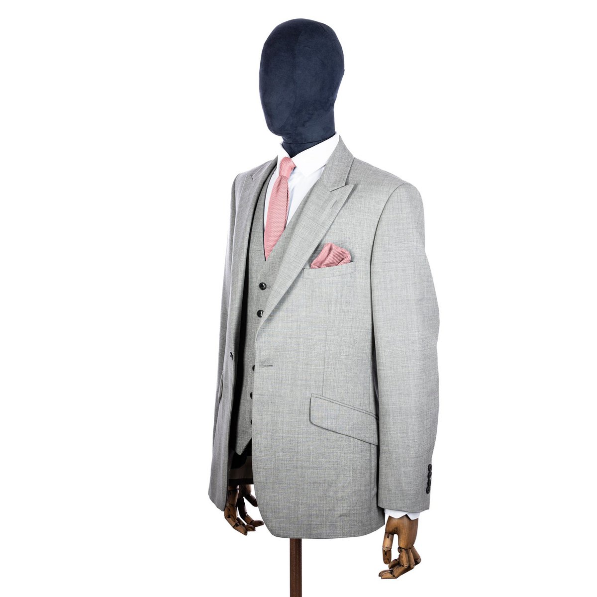Dusty pink knitted tie and pocket square set