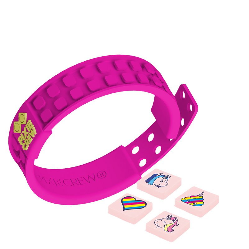 PIXIE CREW silicone bracelet – unicorns and rainbow heart, light pink