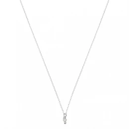  Silver necklace with Leo zodiac sign gemstone pendant. Delicate chain with a small, round gemstone pendant representing the Leo zodiac sign.