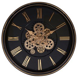Skelett-Wanduhr im Industrial-Vintage-Look, Ø 50,5 cm, schwarz/ rosegoldfarben