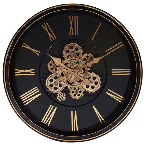 Skelett-Wanduhr im Industrial-Vintage-Look, Ø 50,5 cm, schwarz/ rosegoldfarben
