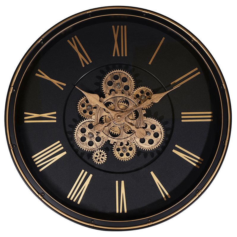 Skelett-Wanduhr im Industrial-Vintage-Look, Ø 50,5 cm, schwarz/ rosegoldfarben