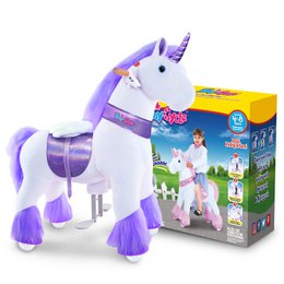 Ponycycle Ride su Toy Purple Unicorn | Età 4-7 | Peluche giocattolo da giro per animali | Classic U migliori regali