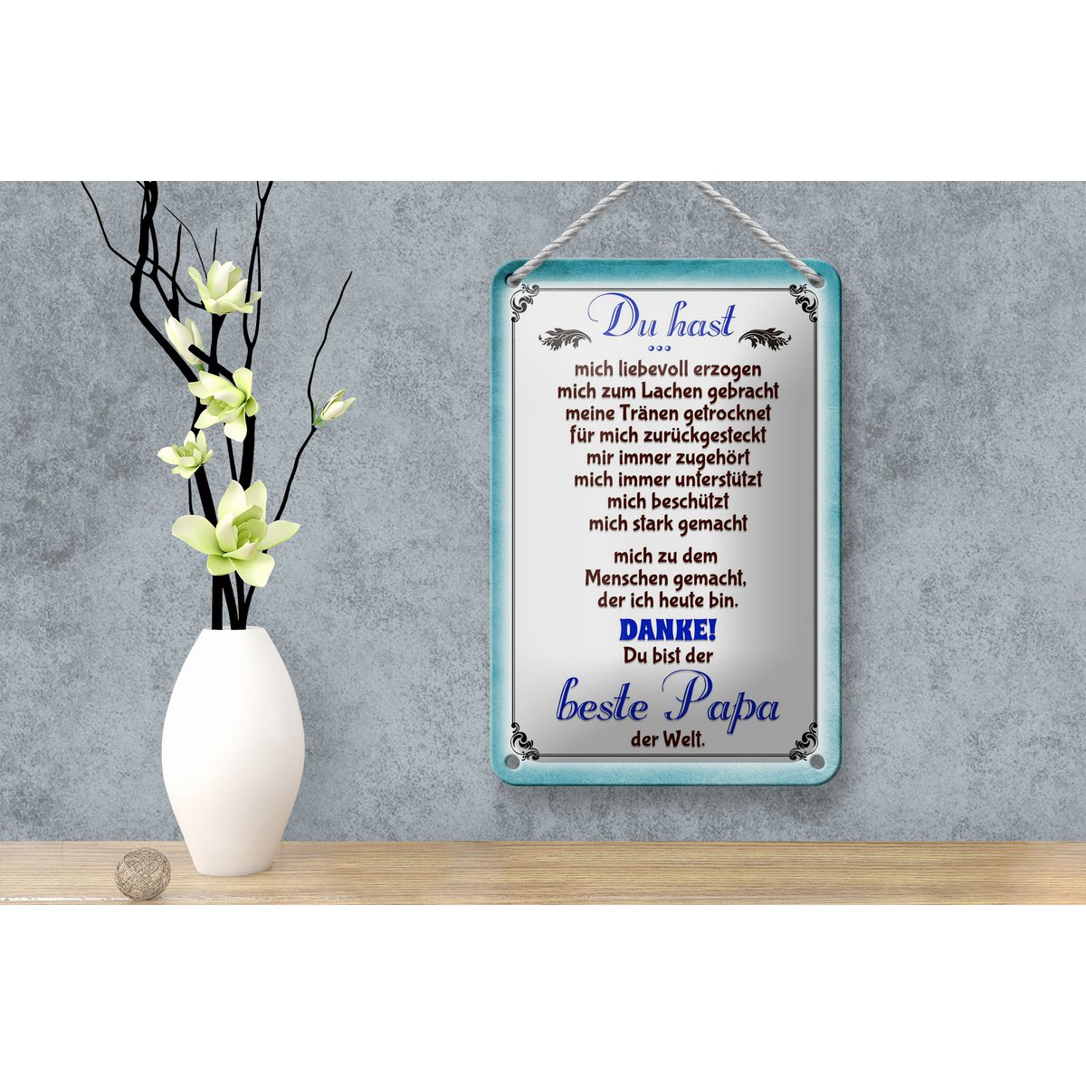 Tin sign saying 12x18cm Thank you to the best dad decoration