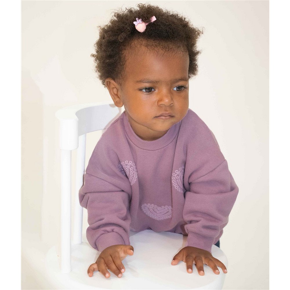Embroidered Hearts Mauve Sweatshirt