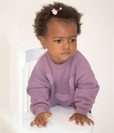 Mauve sweatshirt met geborduurde harten