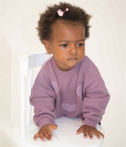 Embroidered Hearts Mauve Sweatshirt