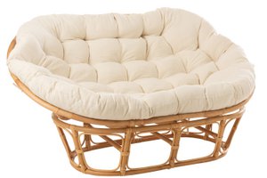 J-Line Rotan zetel - met kussen - jute/ textiel - naturel