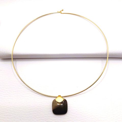 Frameless Square Gemstone Choker - Polychrome Jasper