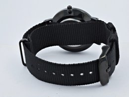 Moderno Milano stainless steel women's watch 36.5 mm, sapphire crystal & nylon NATO strap (black), black