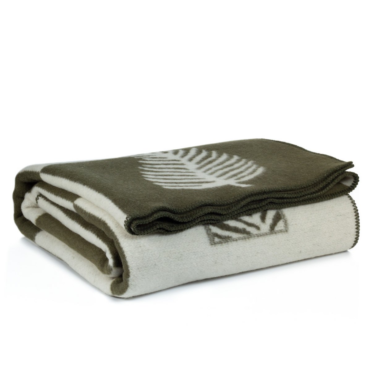 Manta de cama de lana merino verde HOJA