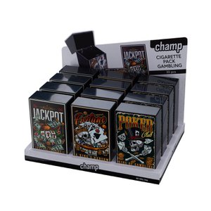 Display of 12 GAMBLING cigarette cases