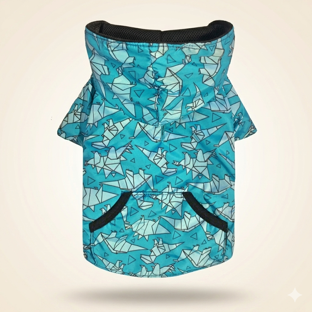 Alpha Dog Origami Print Blue Waterproof Jacket (5-Pc Set)