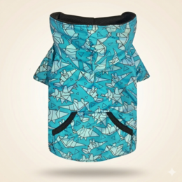 Alpha Dog Origami Print Blue Waterproof Jacket (5-Pc Set)