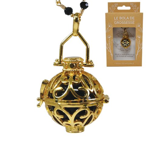 LIA (gold - black crystal beaded chain) - Cage pregnancy bola