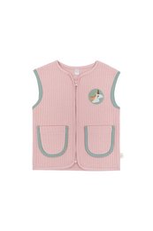 Kontrastbundet quiltet vest - Lakserød