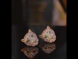 Regal Jeweled Leopard Head Stud Earrings