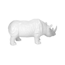 Hergestellt in Italien, weißes Nashorn aus Keramik, H 25 x 50 x 18 cm