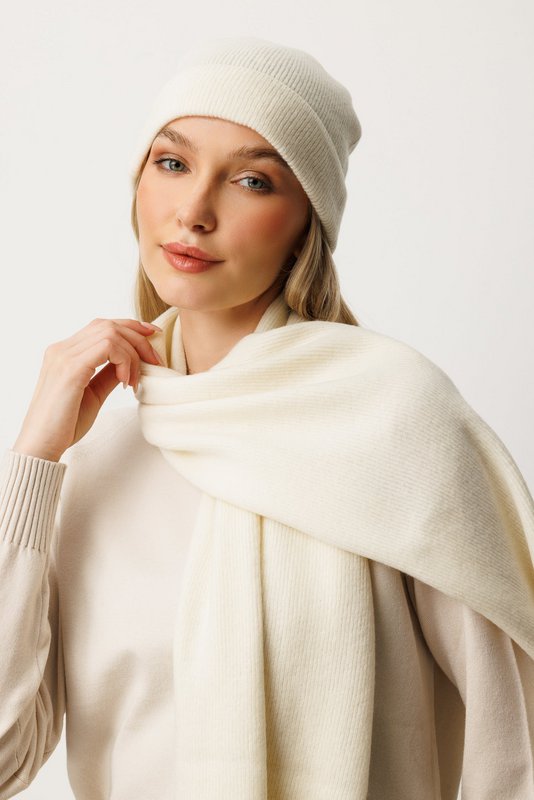 ARTEMIS BEANIE & SCARF WOOL SET ECRU-ECRU