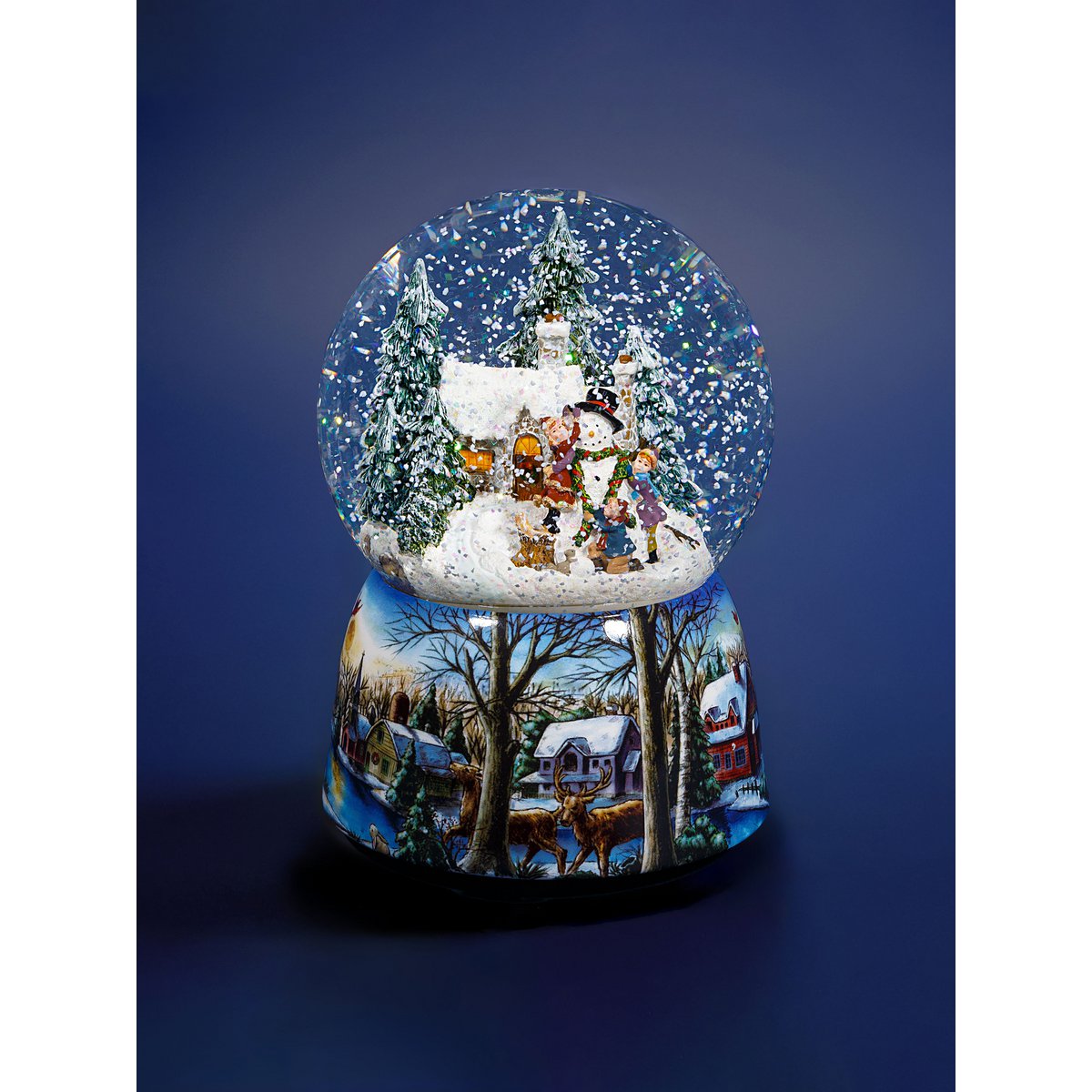 Weihnachtsschneekugel „Winterferien“ – Musikalische Schneekugel aus Glas, Dekoration und Weihnachtsgeschenk