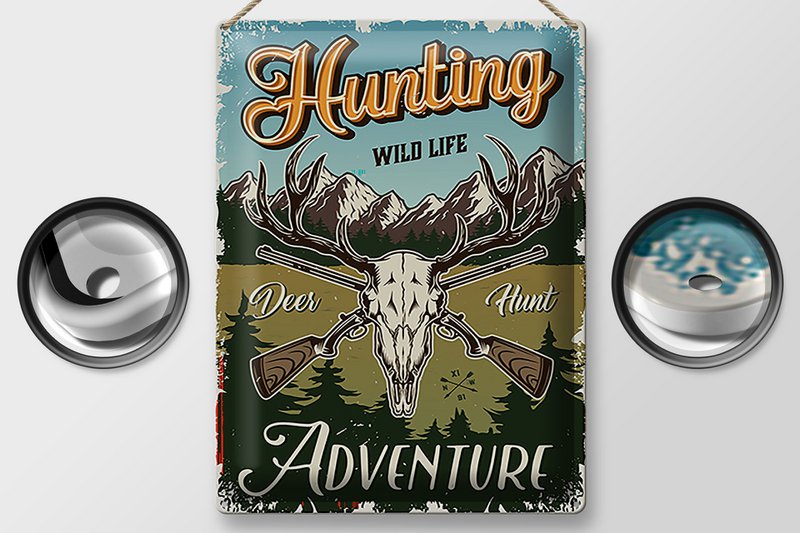 Tin sign hunting 30x40cm Hunting wild life adventure