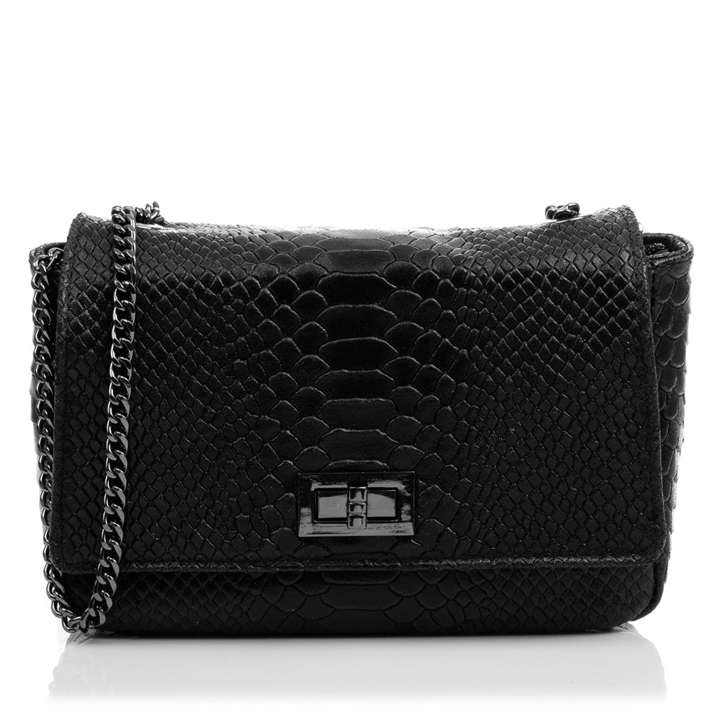 Florence Artegiani. Dalida Women's shoulder bag. Genuine Leather Suede Engraving Snake