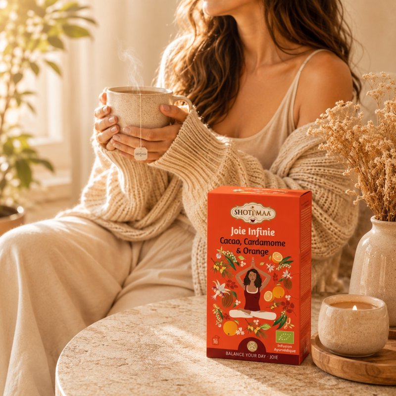 Joie Harmonie Bio-Kräutertee – beruhigender natürlicher Aufguss – warmer und köstlicher koffeinfreier Aufguss mit Kakao, Orange