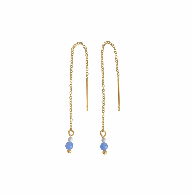 Threader Oorbellen Howliet & Blauwe Aventurijn - Goud