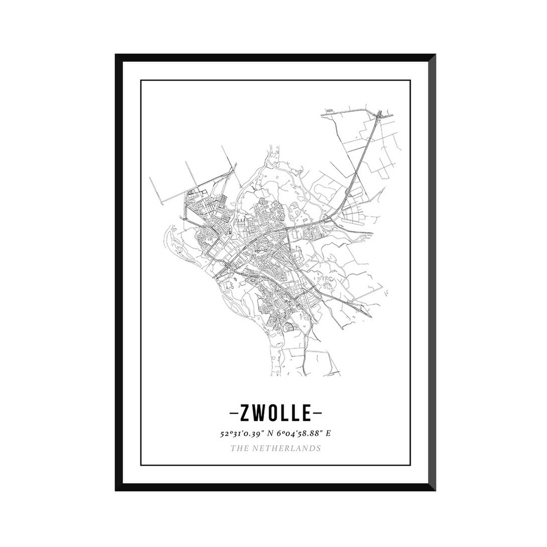 Zwolle - Affiche de la carte de la ville